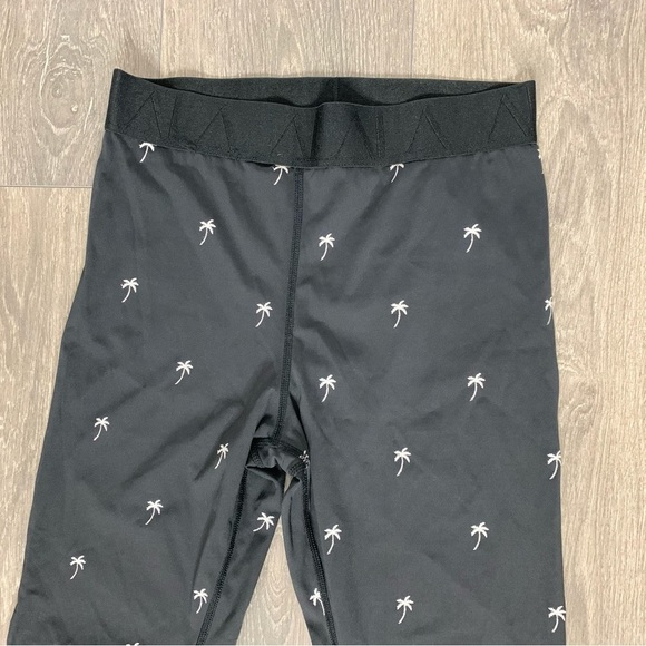 Alala Base Leggings Tights Palm tree embroidered Cropped High Rise Navy Blue - Picture 8 of 16